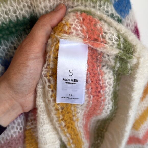 Mother The Biggie Striped Alpaca Pullover Sweater Size Small Colorful Rainbow - Picture 6 of 7
